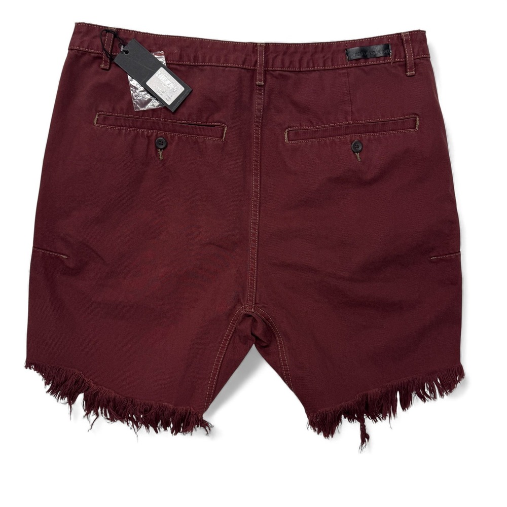 Man x One Teaspoon Mr Pinks Rise Relaxed Tapered Jean Shorts Burgundy‎ Mens 32